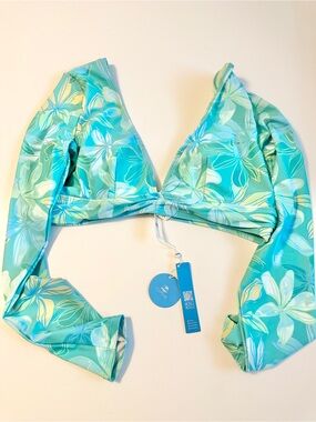 NWT Aqua Long Sleeve Floral Print Swim Top